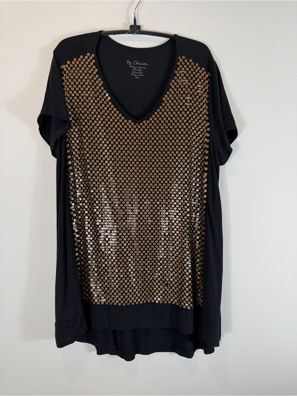 Chico's Black Tunic with Gold Sequin Front size Large/12 or Chicos 2